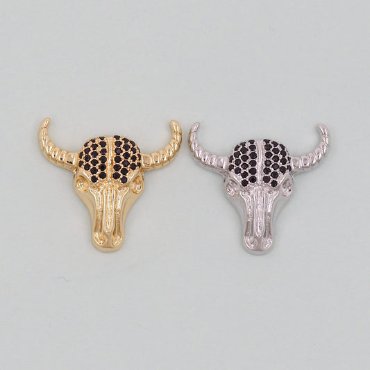 Gold Horns Charms,18K Gold Filled cow head Pendant,cow head Charm Bracelet Necklace for DIY Jewelry Making Supply
