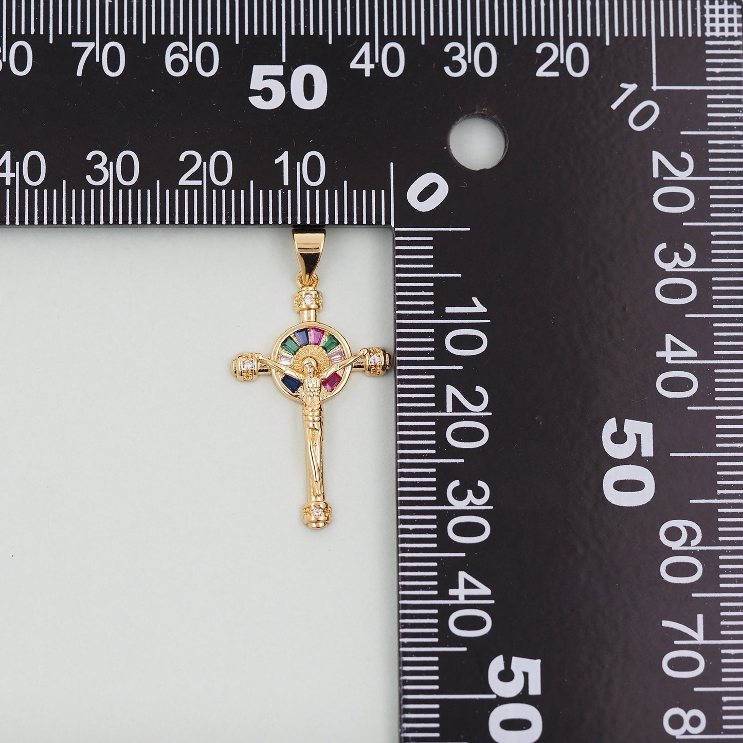Gold Cross Charms,18K Gold Filled CZ Cross Pendant,Religious Jesus Charm Bracelet Necklace for DIY Jewelry Making Supply