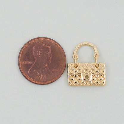 Gold handbag Charms,18K Gold Filled handbag Pendant,cute Charm Bracelet Necklace for DIY Jewelry Making Supply