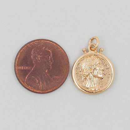 18K Gold Filled Round Charm Pendant for Jewelry Making