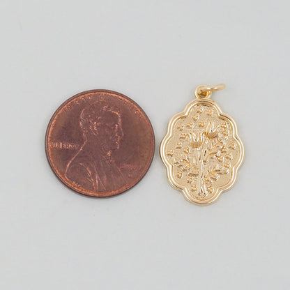 Gold Flower Charms,18K Gold Filled CZ flower Pendant,Silver flower Charm Bracelet Necklace for DIY Jewelry Making Supply