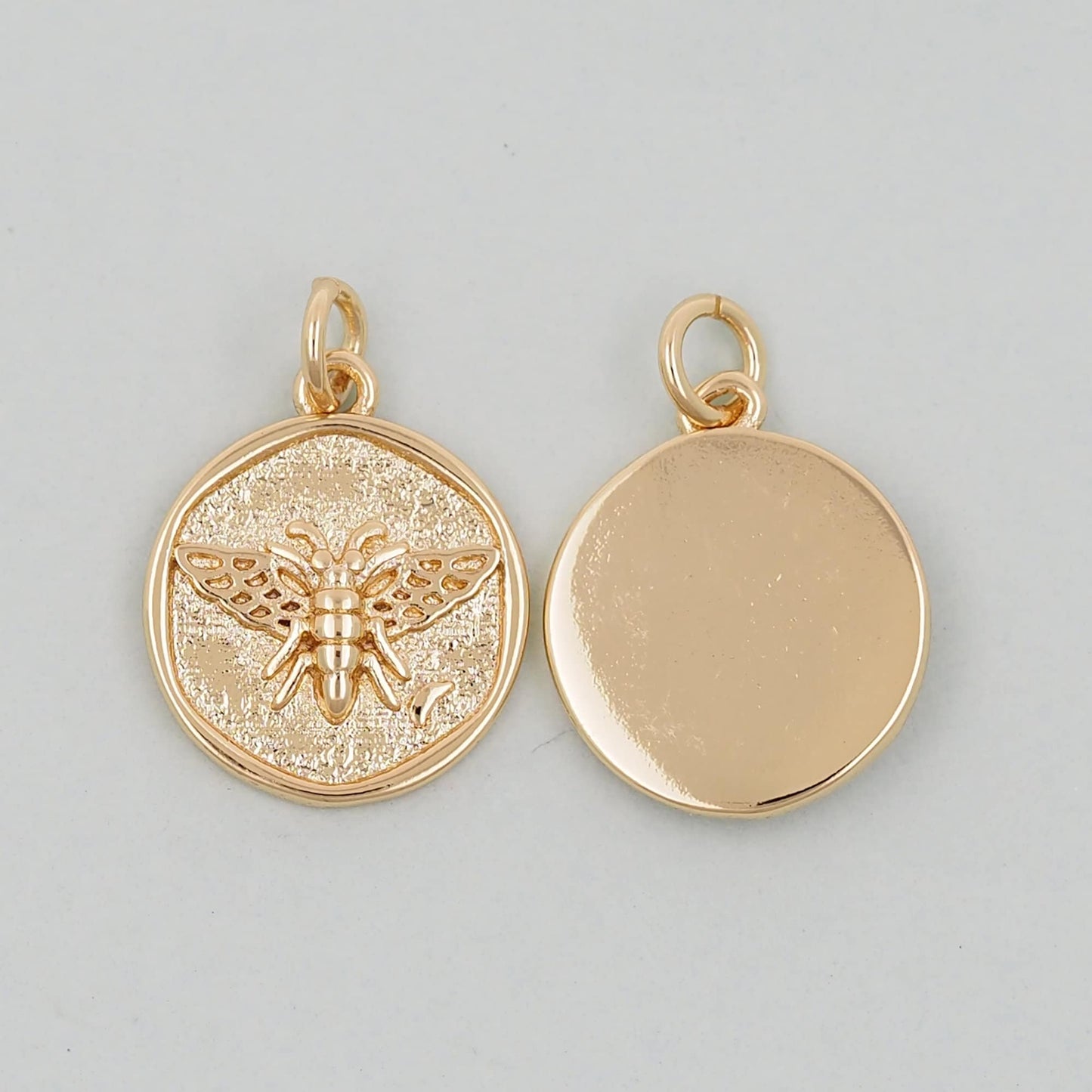Gold Bee Charms,18K Gold Filled Coin Bee Pendant,Bee Charm Bracelet Necklace for DIY Jewelry Making Supply