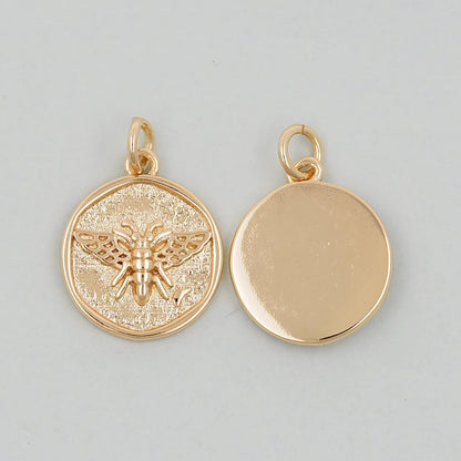 Gold Bee Charms,18K Gold Filled Coin Bee Pendant,Bee Charm Bracelet Necklace for DIY Jewelry Making Supply