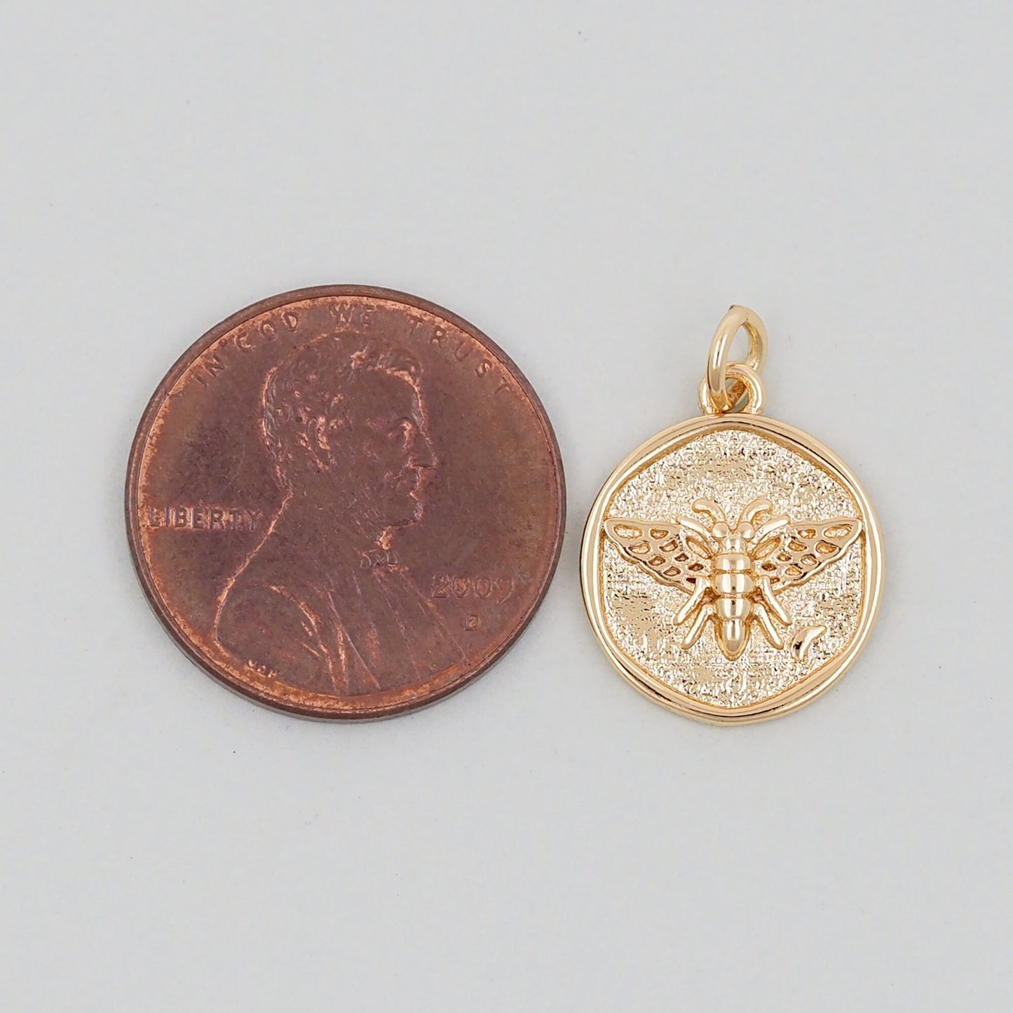 Gold Bee Charms,18K Gold Filled Coin Bee Pendant,Bee Charm Bracelet Necklace for DIY Jewelry Making Supply