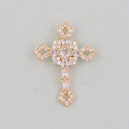 Gold Cross Charms,18K Gold Filled CZ Cross Pendant,Cross Charm Bracelet Necklace for DIY Jewelry Making Supply