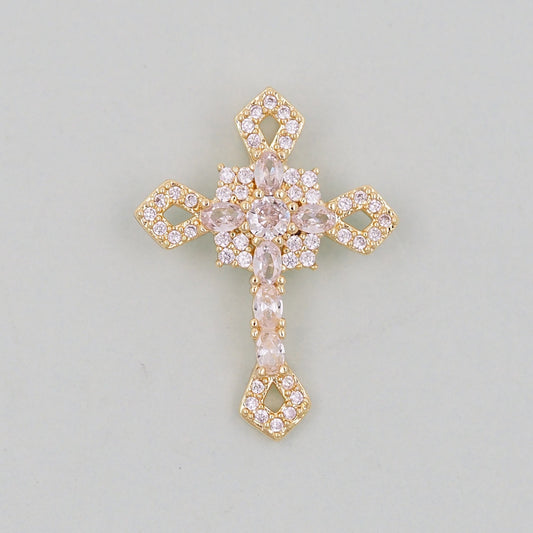 Gold Cross Charms,18K Gold Filled CZ Cross Pendant,Cross Charm Bracelet Necklace for DIY Jewelry Making Supply