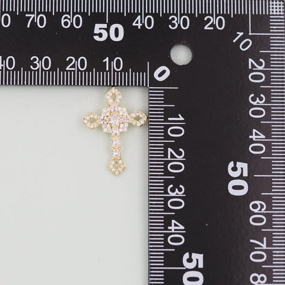 Gold Cross Charms,18K Gold Filled CZ Cross Pendant,Cross Charm Bracelet Necklace for DIY Jewelry Making Supply