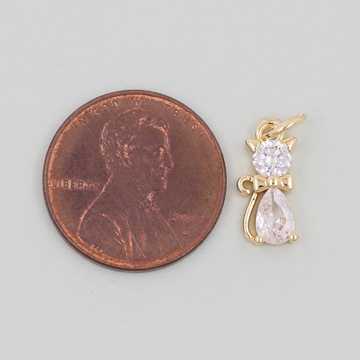 Gold Cat Charms,18K Gold Filled Cat Pendant,cute Charm Bracelet Necklace for DIY Jewelry Making Supply