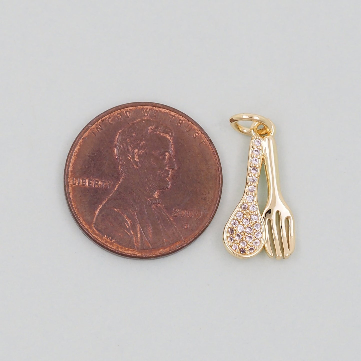 Gold Spoon and Fork Charms,18K Gold Filled Spoon and Fork Pendant,Spoon and Fork Charm Bracelet Necklace for DIY Jewelry Making Supply