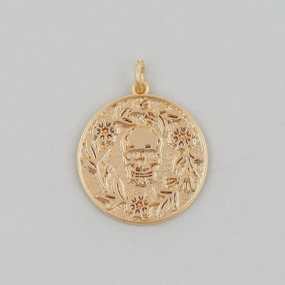 Gold Skull Charms,18K Gold Filled Skull Pendant,Skull Charm Bracelet Necklace for DIY Jewelry Making Supply