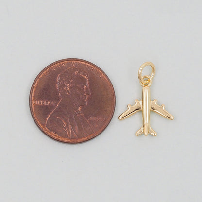 Gold airplane Charms,18K Gold Filled airplane Pendant,airplane Charm Bracelet Necklace for DIY Jewelry Making Supply