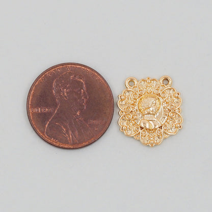 Gold Geometry Charms,18K Gold Filled Round Greece Coin Pendant,geometry Charm Bracelet Necklace for DIY Jewelry Making Supply