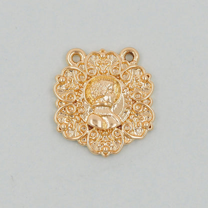 Gold Geometry Charms,18K Gold Filled Round Greece Coin Pendant,geometry Charm Bracelet Necklace for DIY Jewelry Making Supply