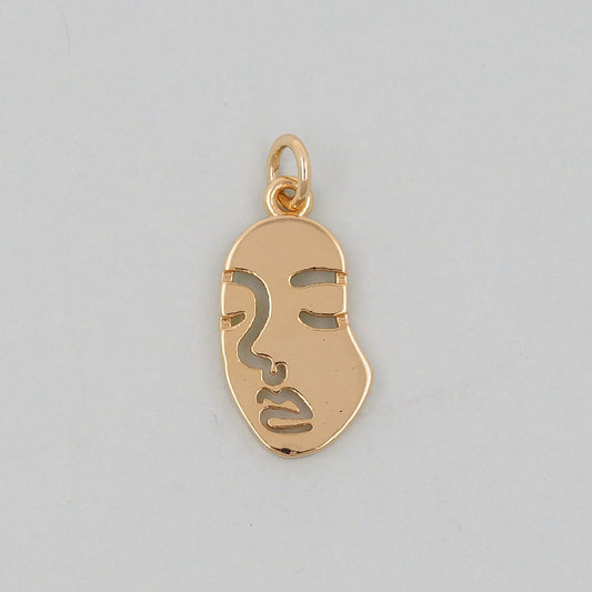 Gold Geometry Charms,18K Gold Filled Abstract Face Pendant,Abstract Face Charm Bracelet Necklace for DIY Jewelry Making Supply