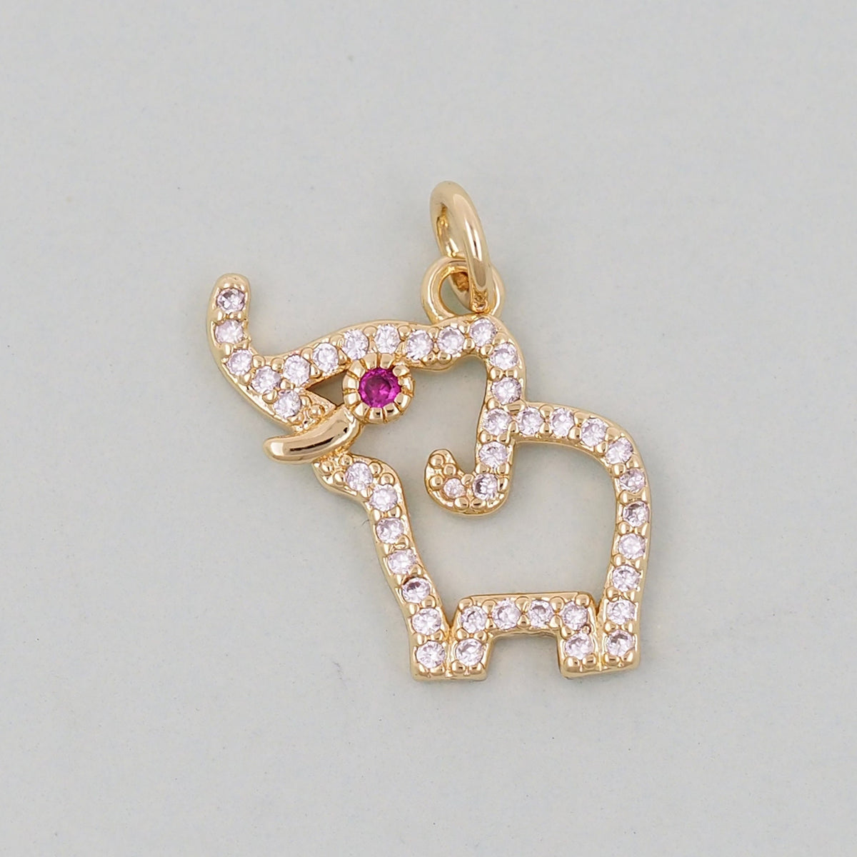 Gold Elephant Charms,18K Gold Filled CZ Elephant Pendant,Elephant Charm Bracelet Necklace for DIY Jewelry Making Supply