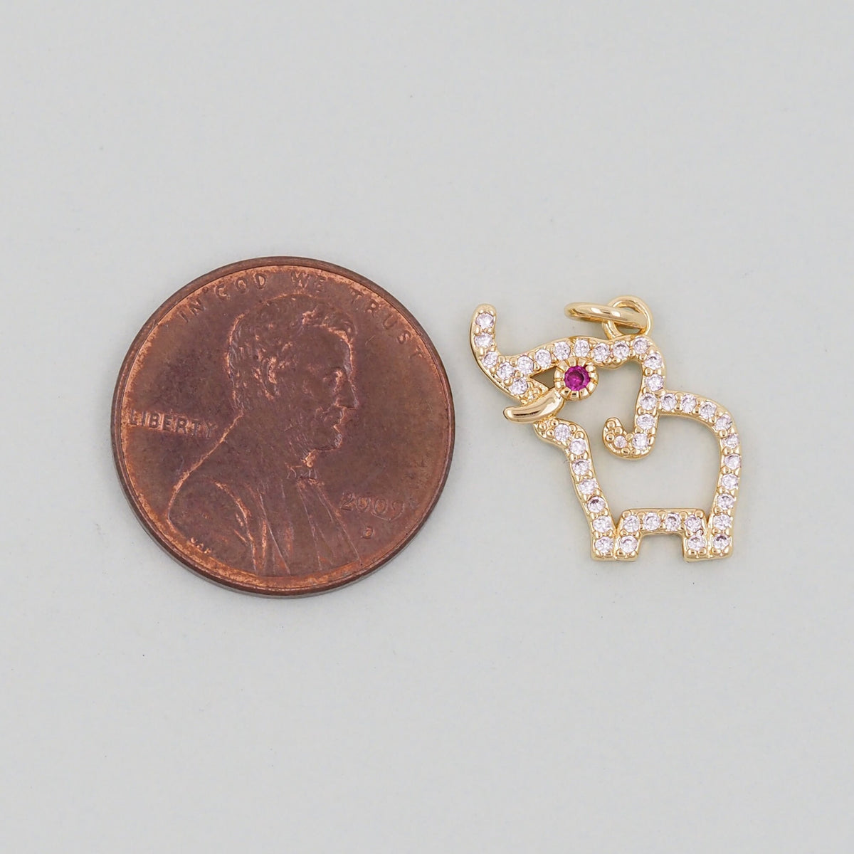 18K Gold Filled Elephant CZ Charm Pendant for Jewelry Making