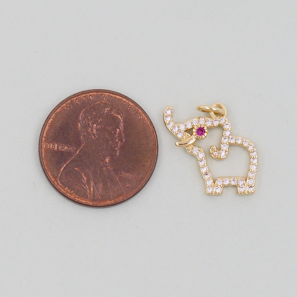 Gold Elephant Charms,18K Gold Filled CZ Elephant Pendant,Elephant Charm Bracelet Necklace for DIY Jewelry Making Supply