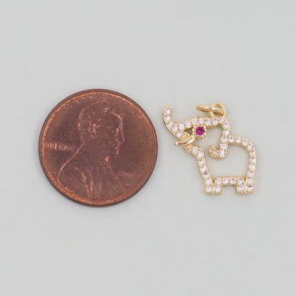 Gold Elephant Charms,18K Gold Filled CZ Elephant Pendant,Elephant Charm Bracelet Necklace for DIY Jewelry Making Supply