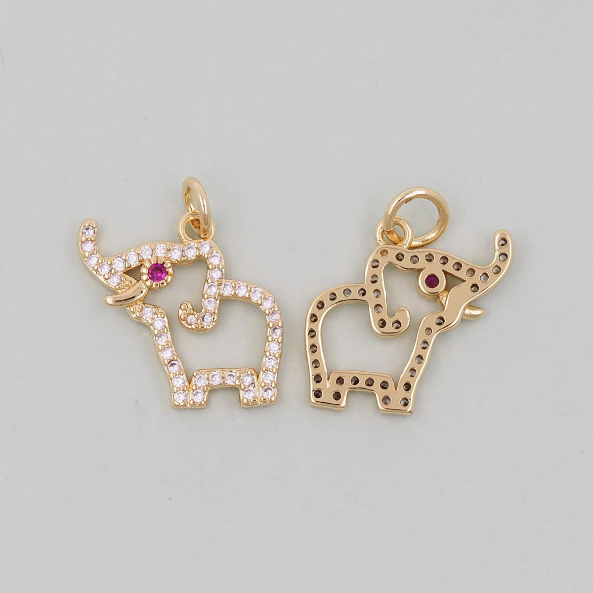 Gold Elephant Charms,18K Gold Filled CZ Elephant Pendant,Elephant Charm Bracelet Necklace for DIY Jewelry Making Supply