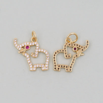 Gold Elephant Charms,18K Gold Filled CZ Elephant Pendant,Elephant Charm Bracelet Necklace for DIY Jewelry Making Supply