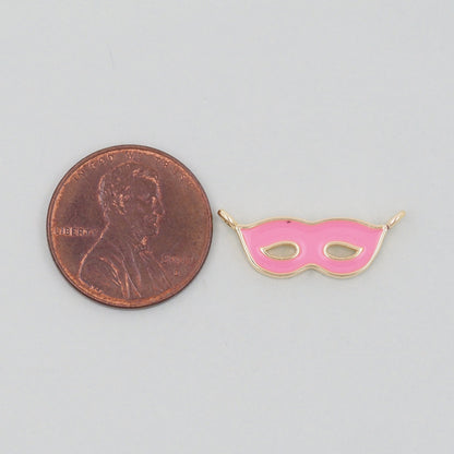 Gold enamel mask Charms,18K Gold Filled Mask Pendant,Mask Masquerade Charm Bracelet Necklace for DIY Jewelry Making Supply