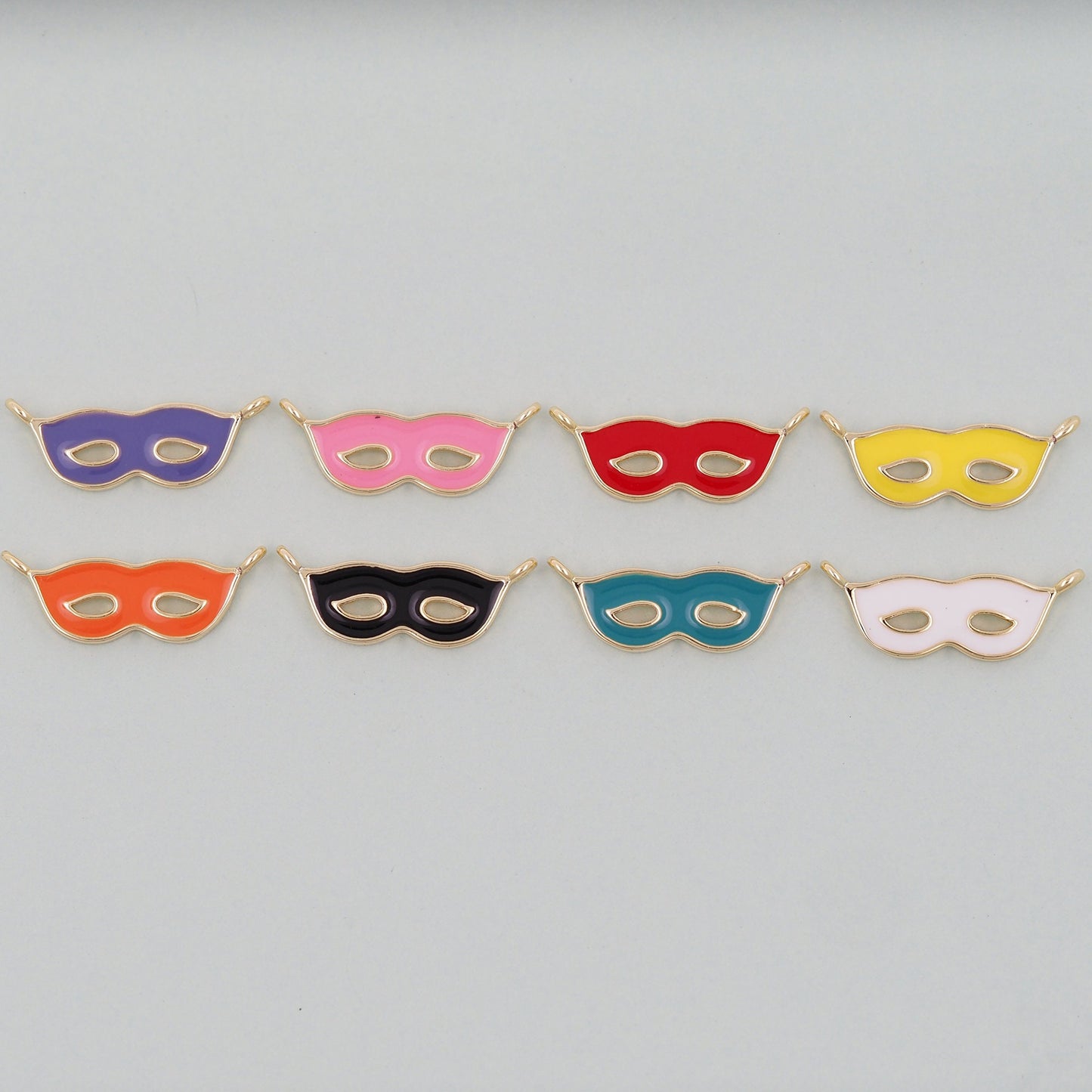 Gold enamel mask Charms,18K Gold Filled Mask Pendant,Mask Masquerade Charm Bracelet Necklace for DIY Jewelry Making Supply