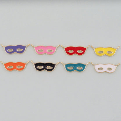 Gold enamel mask Charms,18K Gold Filled Mask Pendant,Mask Masquerade Charm Bracelet Necklace for DIY Jewelry Making Supply