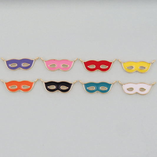 Gold enamel mask Charms,18K Gold Filled Mask Pendant,Mask Masquerade Charm Bracelet Necklace for DIY Jewelry Making Supply