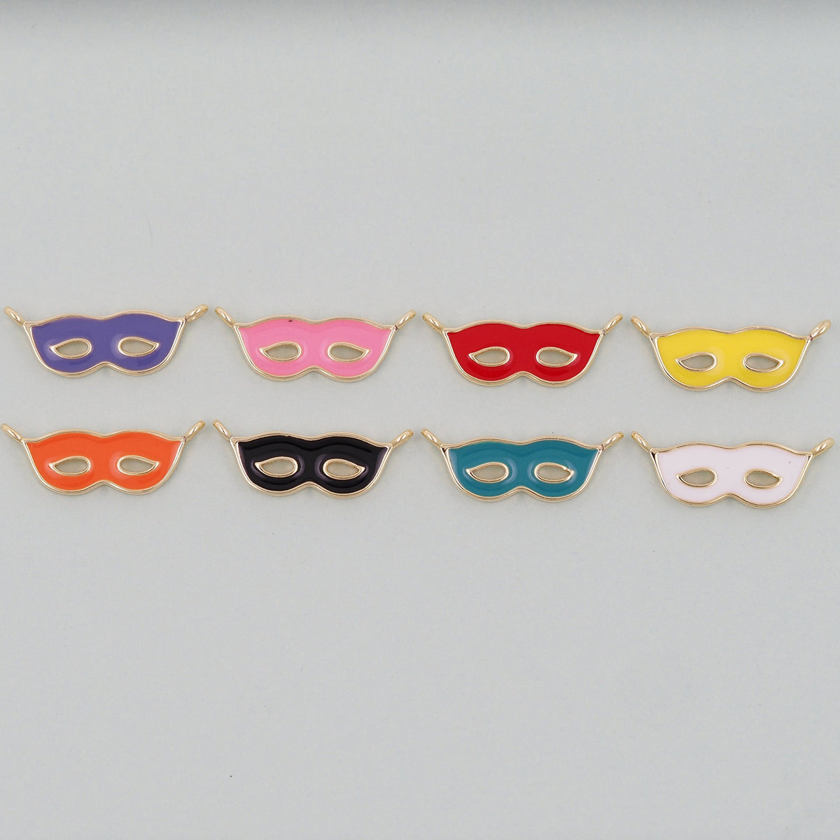 Gold enamel mask Charms,18K Gold Filled Mask Pendant,Mask Masquerade Charm Bracelet Necklace for DIY Jewelry Making Supply