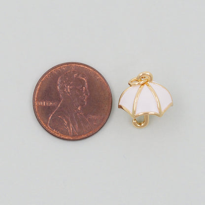 Gold Umbrella Charms,18K Gold Filled Umbrella Pendant,Enamel Charm Bracelet Necklace for DIY Jewelry Making Supply