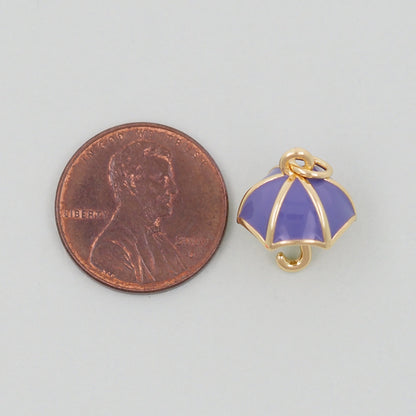 Gold Umbrella Charms,18K Gold Filled Umbrella Pendant,Enamel Charm Bracelet Necklace for DIY Jewelry Making Supply