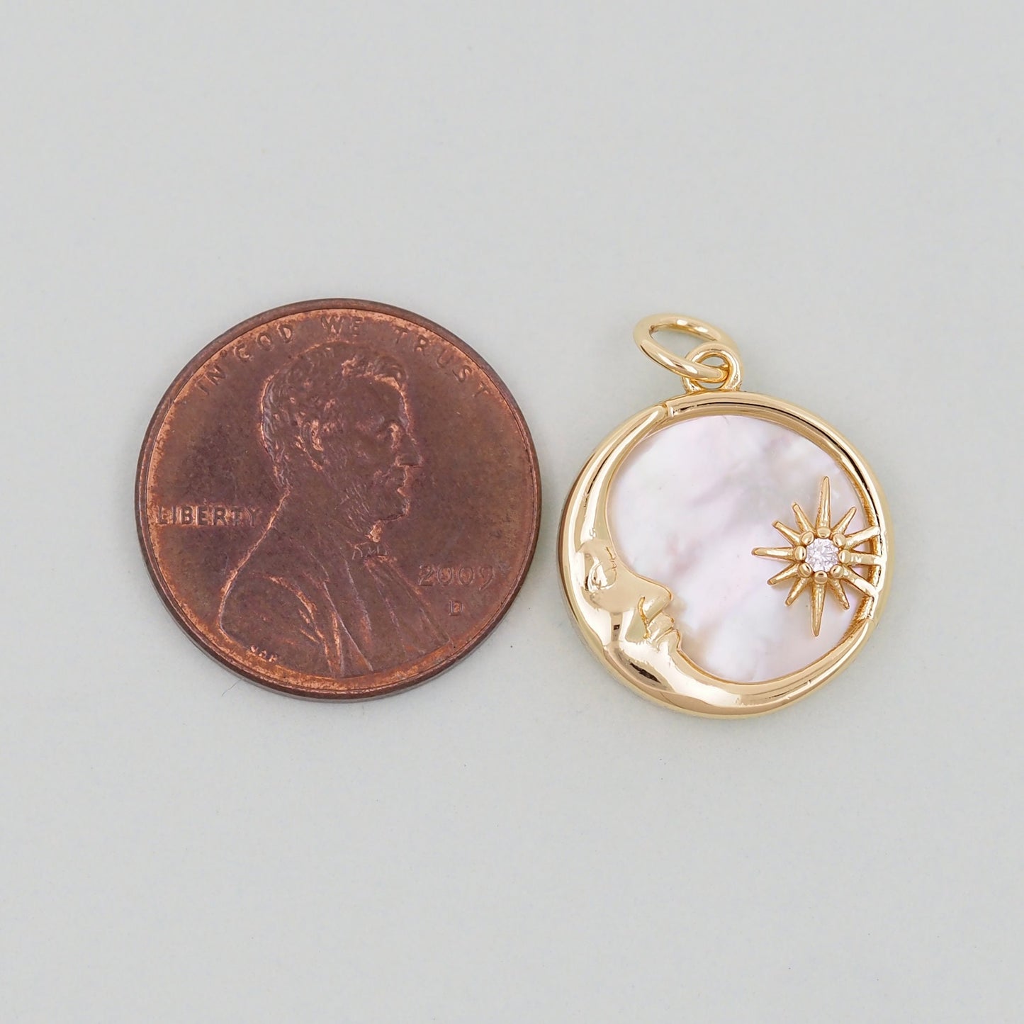 Gold Round Moon Sun Charms,18K Gold Filled Round Pendant,Moon Charm Bracelet Necklace for DIY Jewelry Making Supply