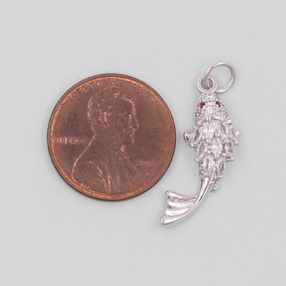 Gold Fish Charms,18K Gold Filled CZ fish Pendant,fish Charm Bracelet Necklace for DIY Jewelry Making Supply