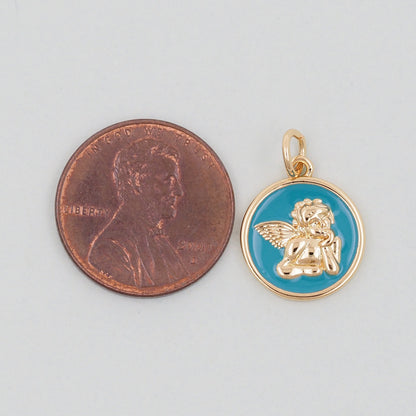 Gold Angel Charms,18K Gold Filled Angel Pendant,Angel Charm Bracelet Necklace for DIY Jewelry Making Supply