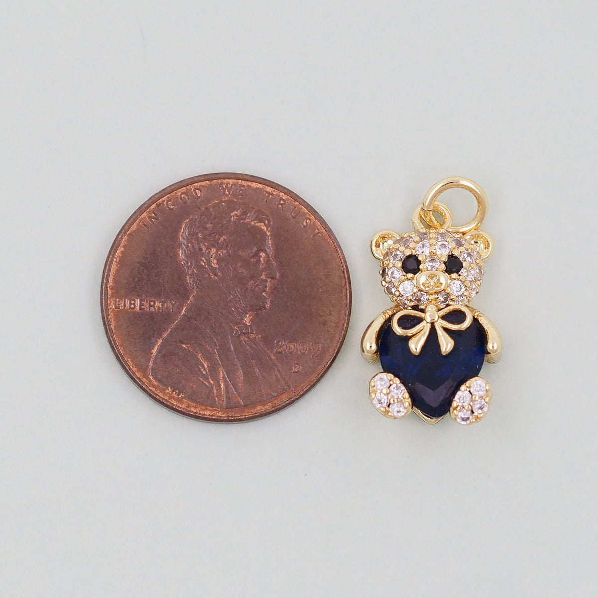 Gold Bear Charms,18K Gold Filled Bear Pendant,cute Heart Bear Charm Bracelet Necklace for DIY Jewelry Making Supply