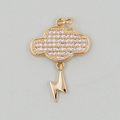 Gold Stormy Cloud Charms,18K Gold Filled Clouds Pendant,Clouds Charm Bracelet Necklace for DIY Jewelry Making Supply
