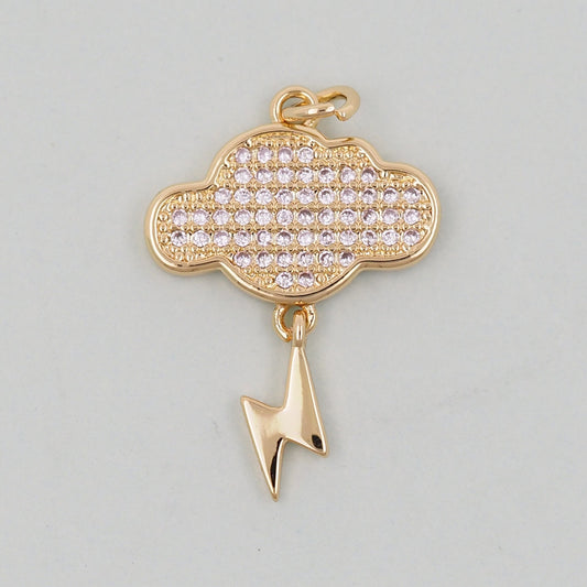 Gold Stormy Cloud Charms,18K Gold Filled Clouds Pendant,Clouds Charm Bracelet Necklace for DIY Jewelry Making Supply