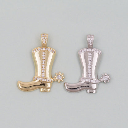 Gold Cowboy Boots Charms,18K Gold Filled Boots  Pendant,Boots Charm Bracelet Necklace for DIY Jewelry Making Supply