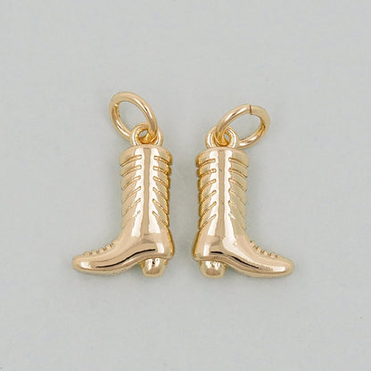 Gold Cowboy Boots Charms,18K Gold Filled Boots  Pendant,Boots Charm Bracelet Necklace for DIY Jewelry Making Supply