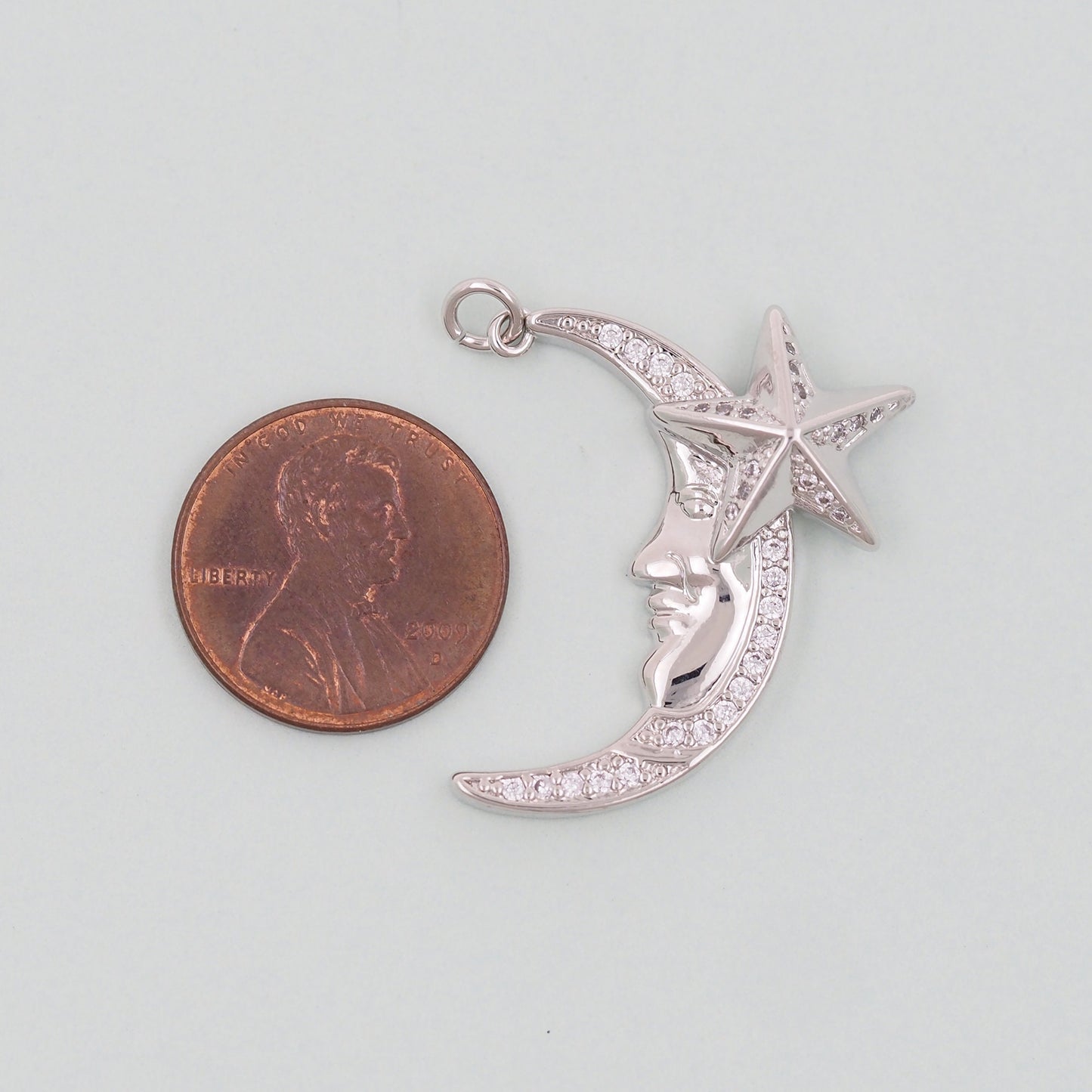 Gold Moon Star Charms,18K Gold Filled Moon Pendant,CZ Micro Pave Celestial Charm Bracelet Necklace for DIY Jewelry Making Supply