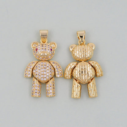 Gold Bear Charms,18K Gold Filled Bear Pendant,cute Bear Charm Bracelet Necklace for DIY Jewelry Making Supply