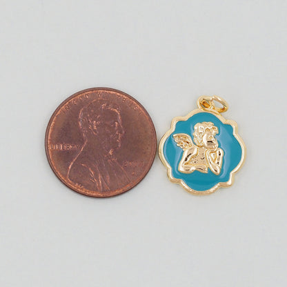 18K Gold Filled Angel CZ Charm Pendant for Jewelry Making
