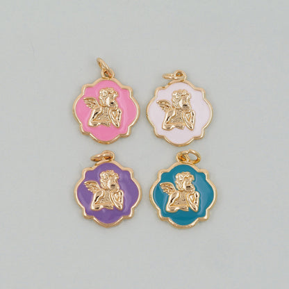 18K Gold Filled Angel CZ Charm Pendant for Jewelry Making