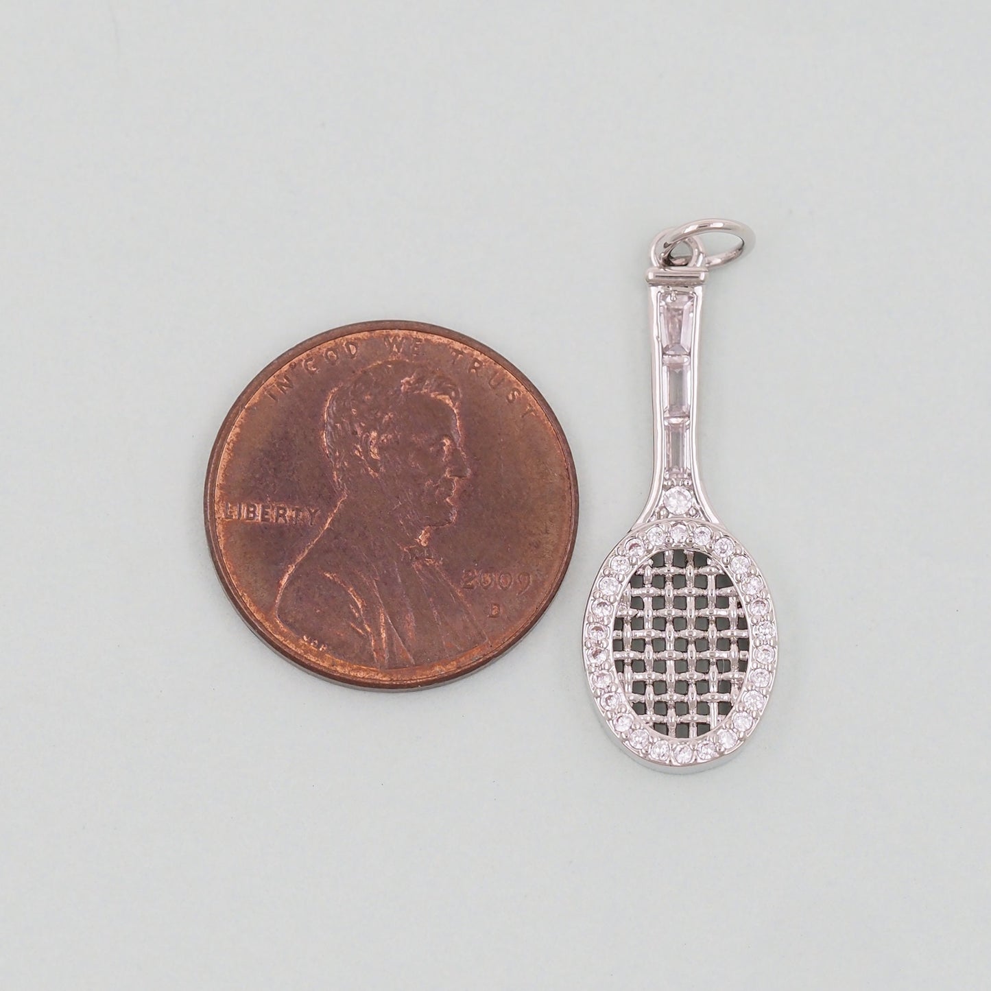 Gold tennis racket Charms,18K Gold Filled CZ tennis racket Pendant,tennis racket Charm Bracelet Necklace for DIY Jewelry Making Supply