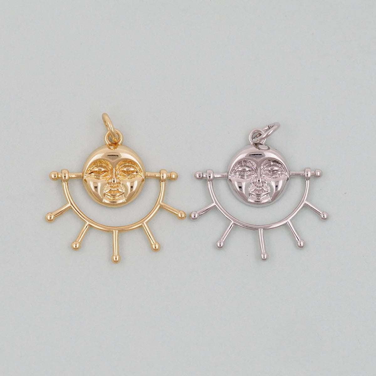 Gold Sun Charms,18K Gold Filled Sun Pendant,celestial  Charm Bracelet Necklace for DIY Jewelry Making Supply
