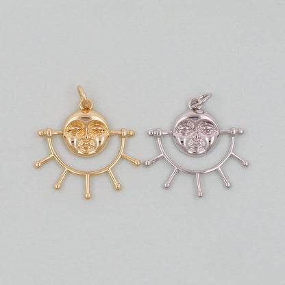 Gold Sun Charms,18K Gold Filled Sun Pendant,celestial  Charm Bracelet Necklace for DIY Jewelry Making Supply
