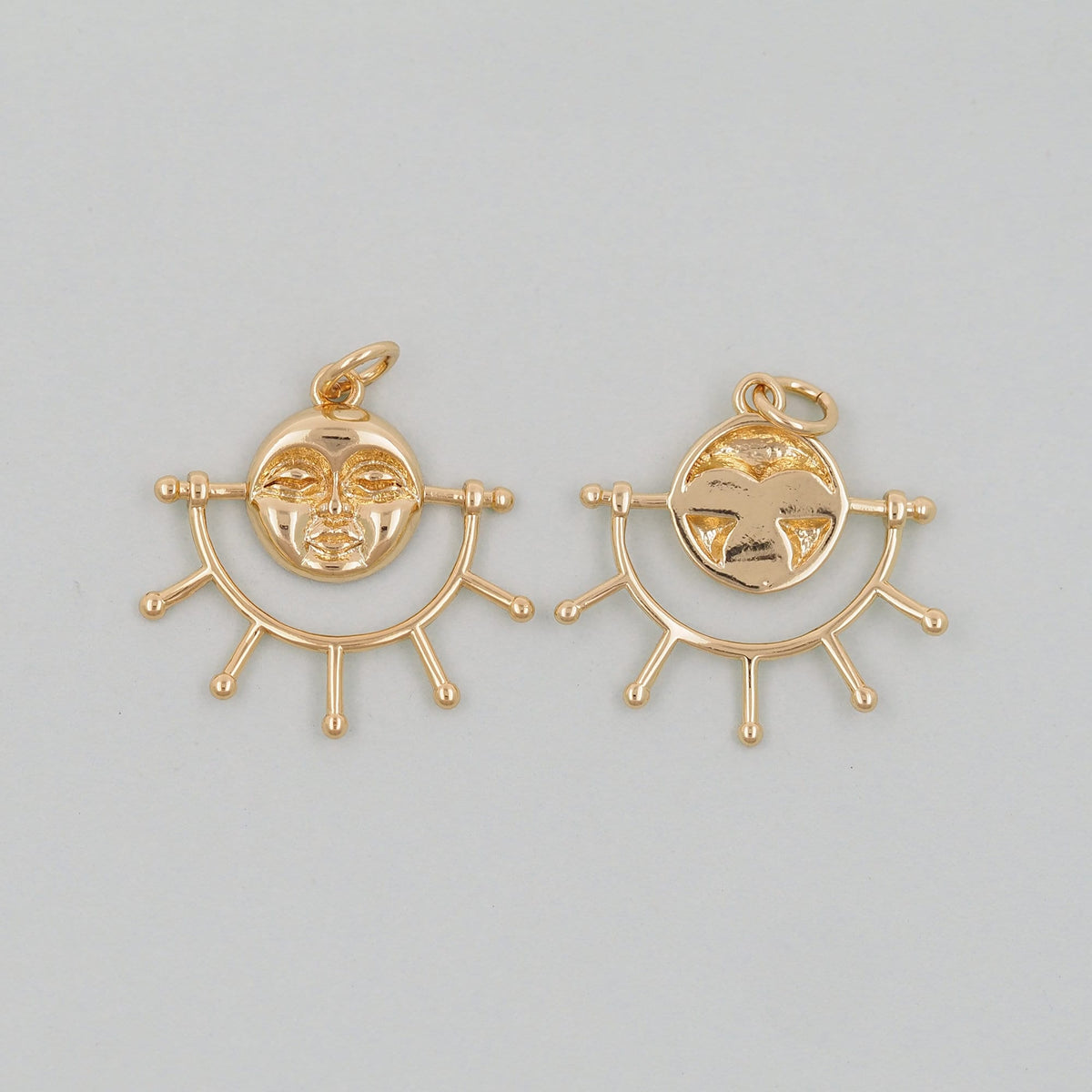 Gold Sun Charms,18K Gold Filled Sun Pendant,celestial  Charm Bracelet Necklace for DIY Jewelry Making Supply