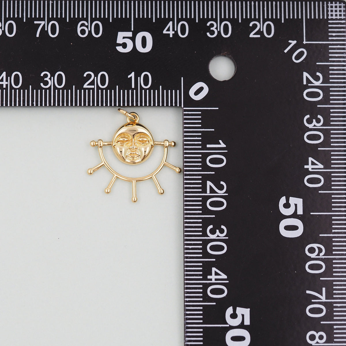 Gold Sun Charms,18K Gold Filled Sun Pendant,celestial  Charm Bracelet Necklace for DIY Jewelry Making Supply