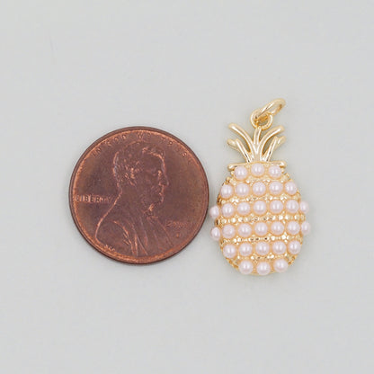 Gold Pineapple Charms,18K Gold Filled Pineapple Pendant,Fruit Charm Bracelet Necklace for DIY Jewelry Making Supply
