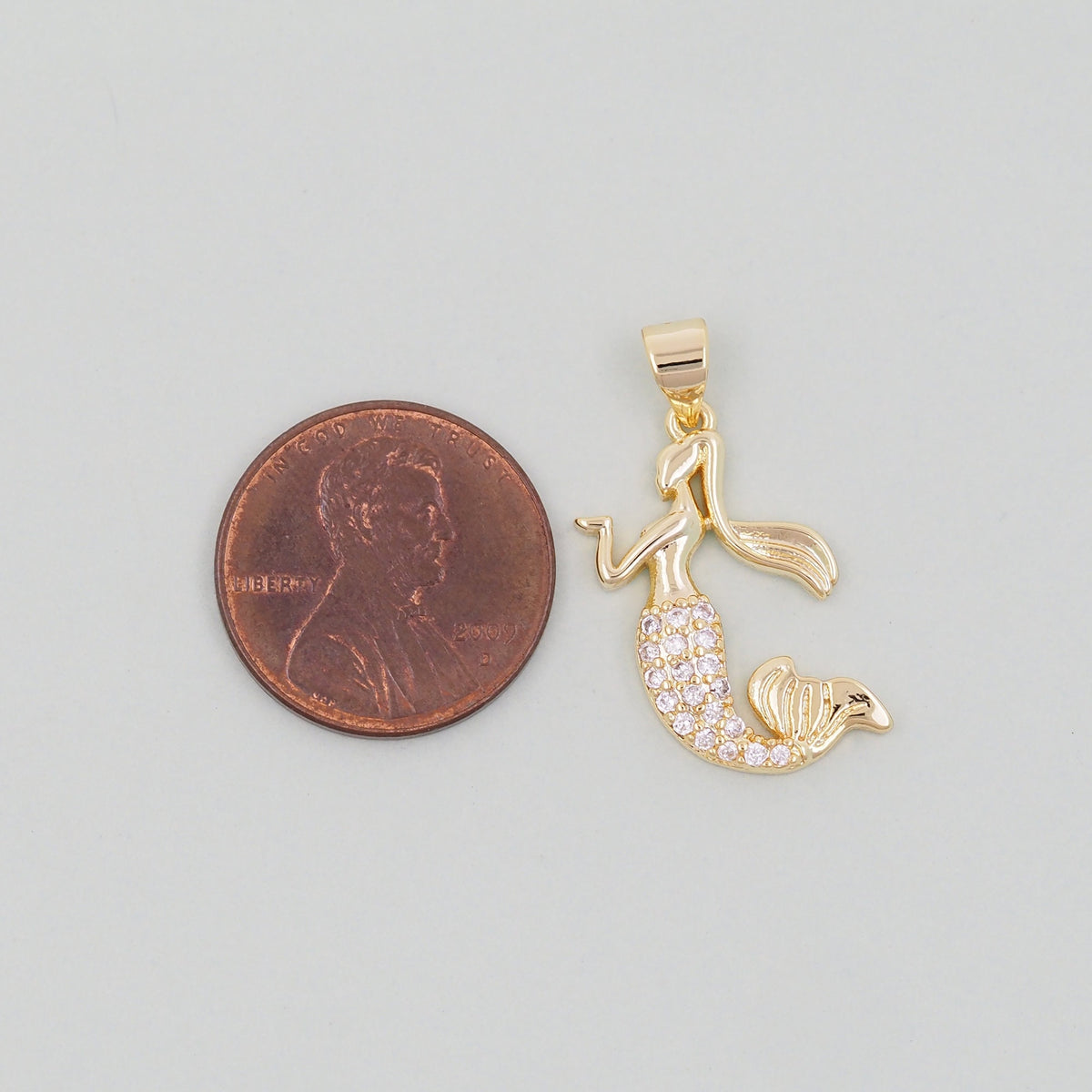 Gold Mermaid  Charms,18K Gold Filled Tail Pendant,CZ Micro Pave Mermaid Tail Charm Bracelet Necklace for DIY Jewelry Making S